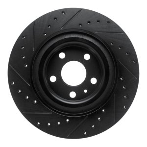 Volvo S60 Brake Rotor (1) - Rear Right - R1 Concepts - Drilled & Slotted - Black - `16-`26